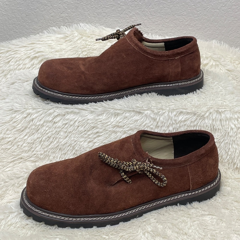 Lederhosen Shoes Suede Leather Mens 46 Dark Brown Oktoberfest Traditional EUC